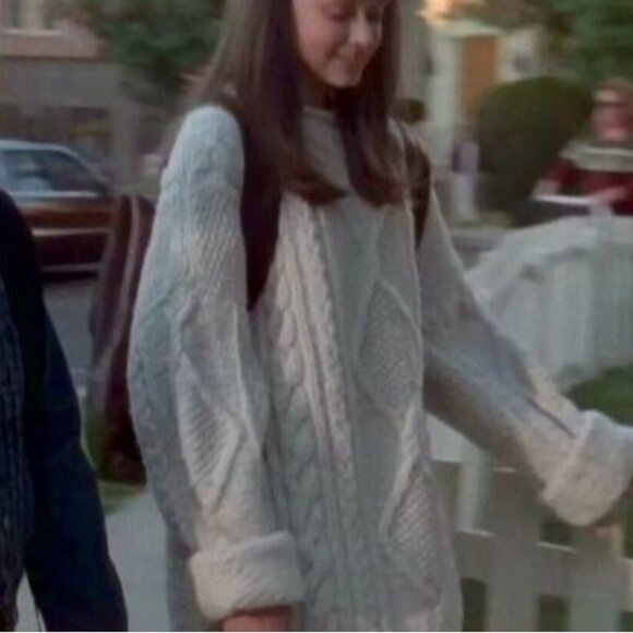 Vintage Lands End 100% Wool Chunky Cream Sweater - Picture 3 of 13